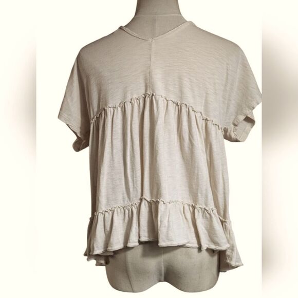 Altar'd State Anthropologie Oatmeal Babydoll Relaxed Top - Picture 4 of 6